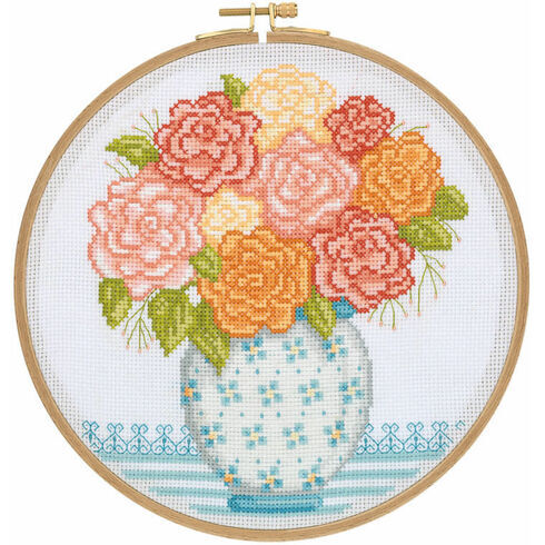 Grandma's Flowers Cross Stitch Hoop Kit