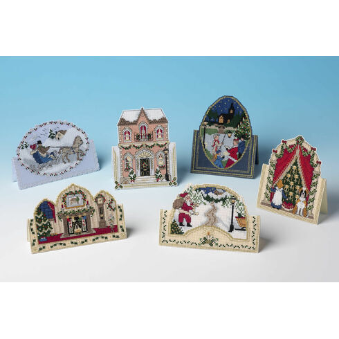 Victorian Cards Set of 6 3D Cross Stitch Christmas Card Kits