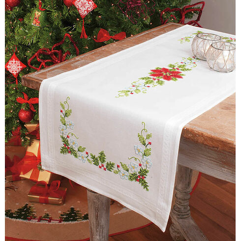 Poinsettia Table Runner Embroidery Kit
