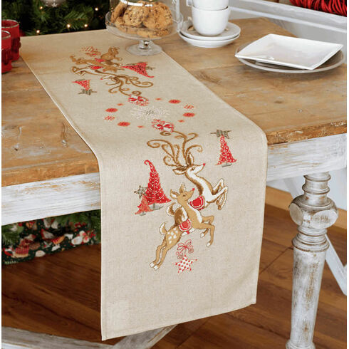 Jumping Reindeer Table Runner Embroidery Kit