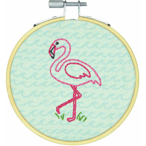 Flamingo Fun Embroidery Hoop Kit