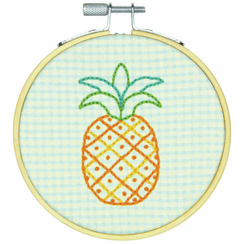 Pineapple Pattern Embroidery Hoop Kit