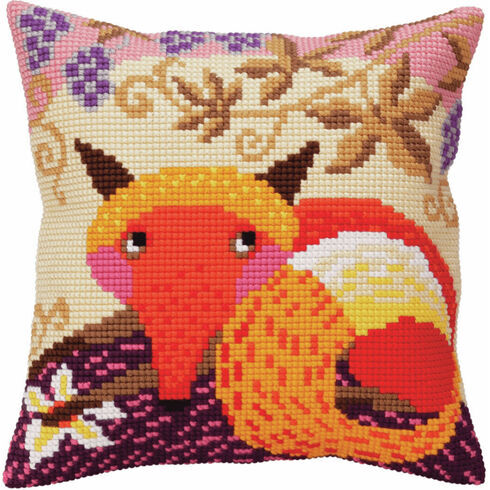 Fox And Grape Chunky Cross Stitch Cushion Panel Kit