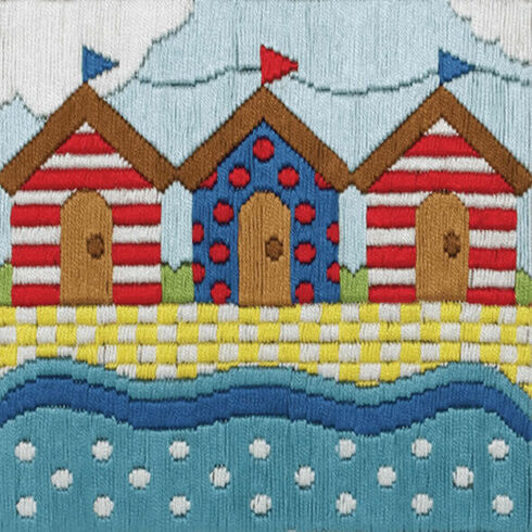 Colourful Beach Huts Long Stitch Kit