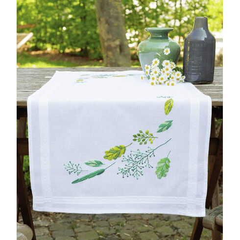 Leaves And Grass Embroidery Table Runner Kit