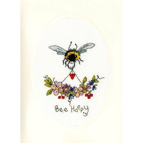 Bee Happy Cross Stitch Card Kit