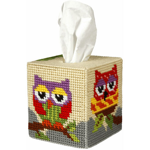 Owl Tissue Box Cover Tapestry Kit