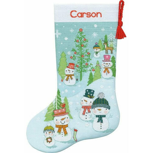 Snowman Family Cross Stitch Stocking Kit
