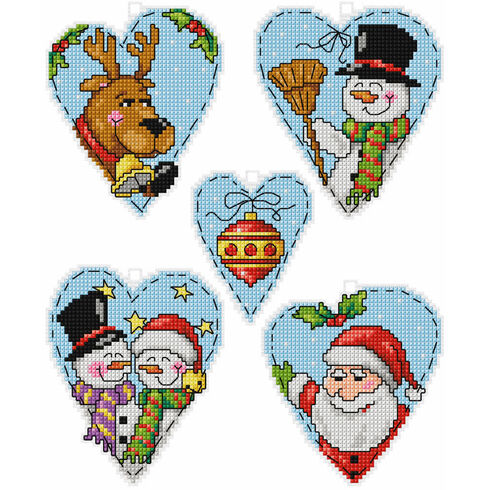Christmas Motif Hearts Cross Stitch Ornaments Kit