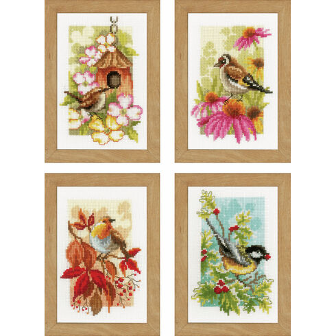 Four Seasons Birds Miniatures Cross Stitch Kit (Set of 4)