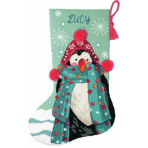 Fuzzy Penguin Stocking Tapestry Kit