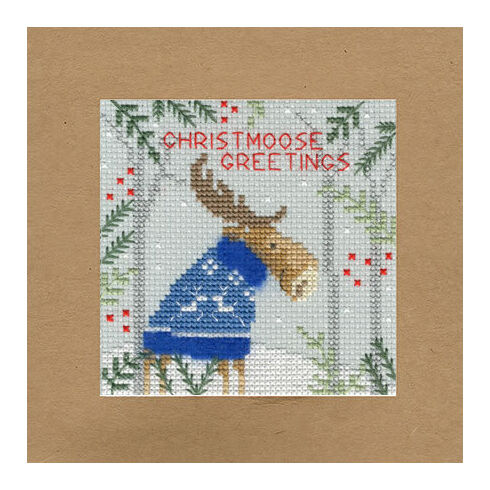 Christmoose Greetings Cross Stitch Christmas Card Kit
