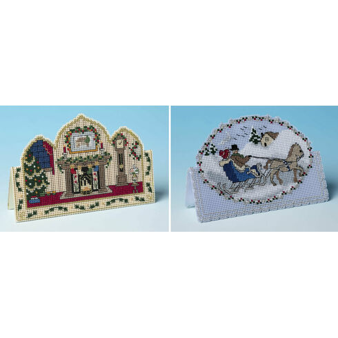 Ready For Christmas & Dashing Through The Snow Set of 2 3D Cross Stitch Card Kits