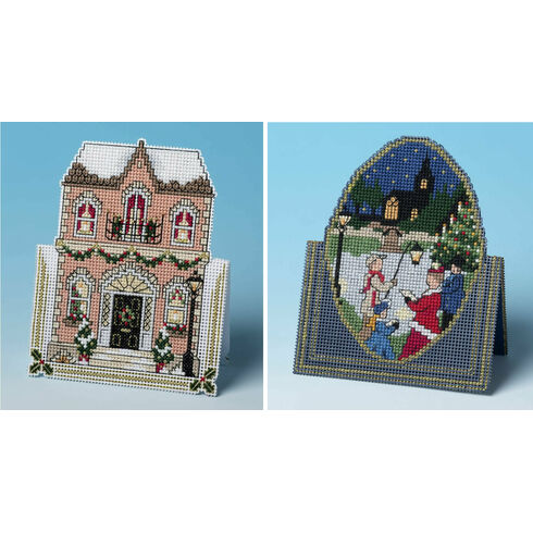 In Town For Christmas & Christmas Carols Set of 2 3D Cross Stitch Card Kits