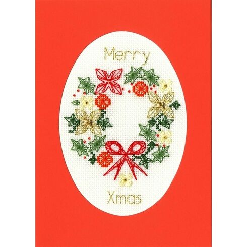 Festive Christmas Wreath Cross Stitch Card Kit