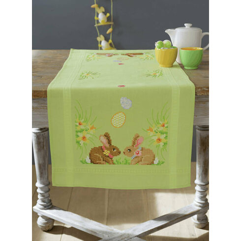 Easter Bunnies Cross Stitch Table Runner Kit