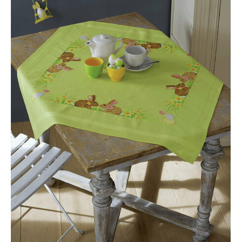 Easter Bunnies Embroidery Tablecloth Kit