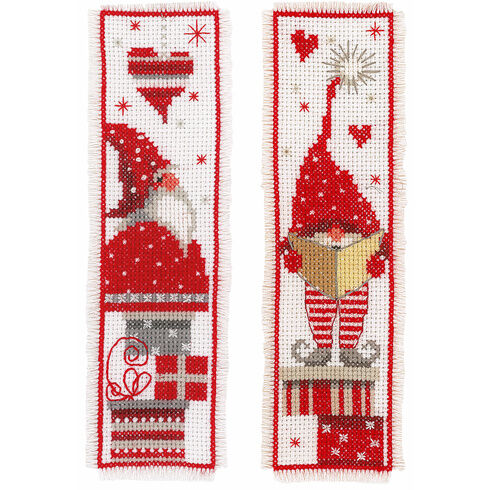 Christmas Gnomes - Set Of 2 Counted Cross Stitch Bookmark Kits