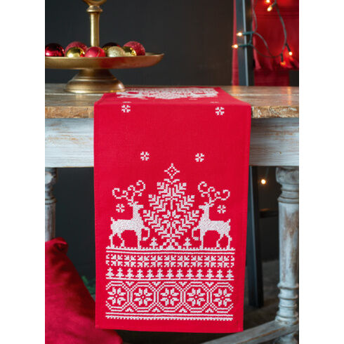 Scandi Reindeer Cross Stitch Table Runner Kit