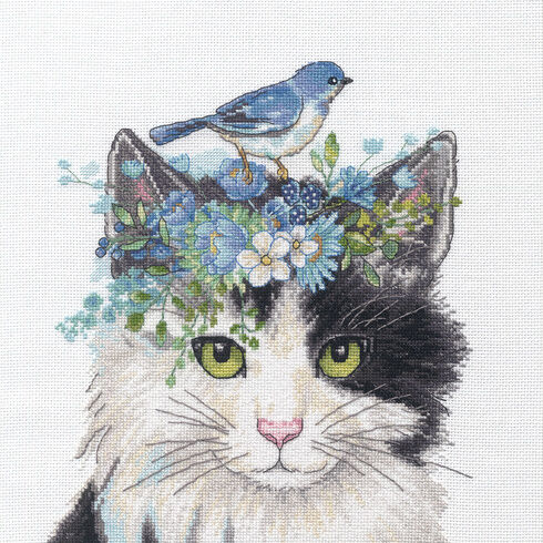 Floral Crown Cat Cross Stitch Kit