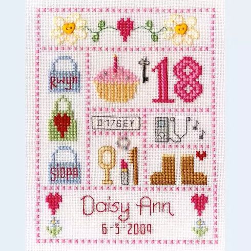18th Birthday Picture Sampler Cross Stitch Kit