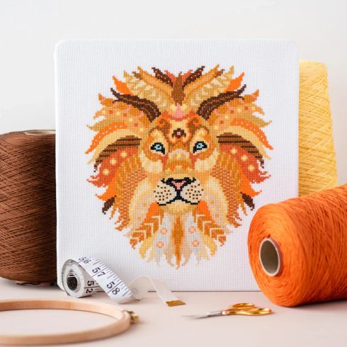 Mandala Lion Counted Cross Stitch Kit