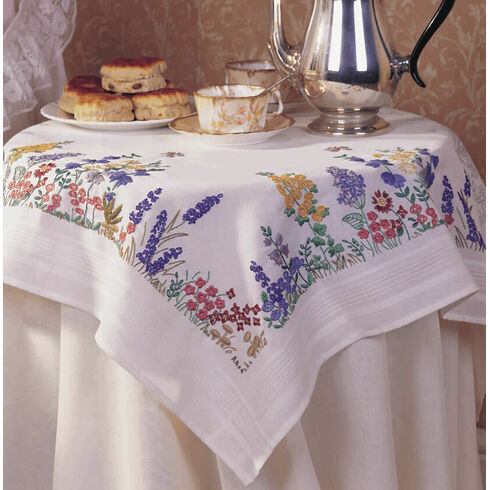 Spring Flowers Embroidery Tablecloth Kit