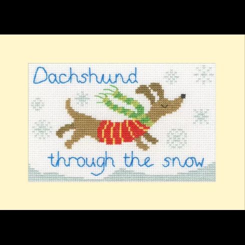 Dachshund Through The Snow Cross Stitch Card Kit