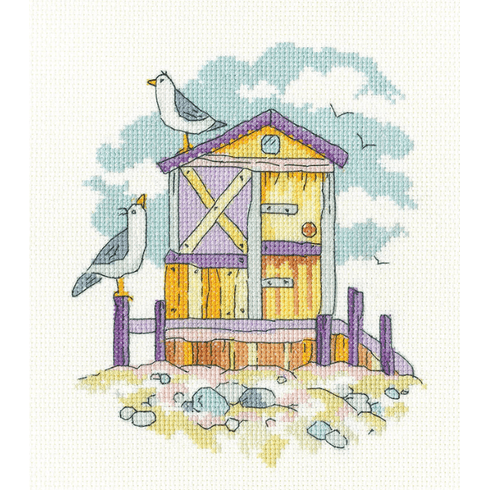 Yellow Beach Hut cross stitch kit