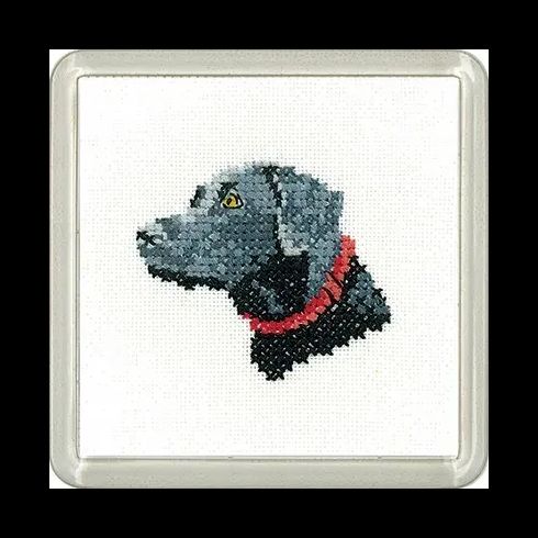 Little Friends Black Labrador Coaster Cross Stitch Kit