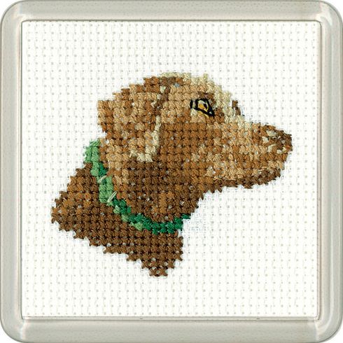 Little Friends Chocolate Labrador Coaster Cross Stitch Kit