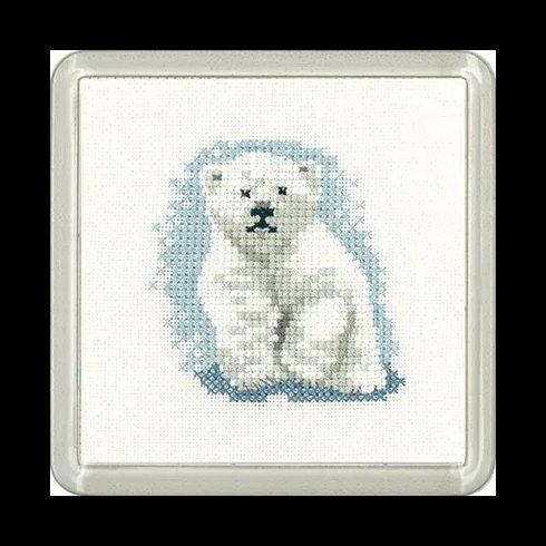 Little Friends Polar Bear Cub Coaster Cross Stitch Kit