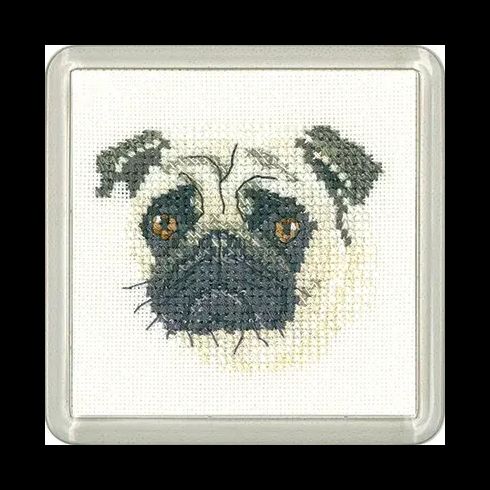 Little Friends Pug Coaster Cross Stitch Kit
