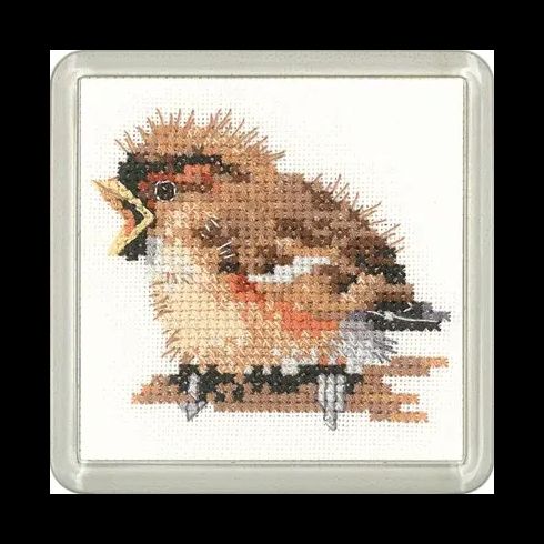 Little Friends Sparrow Coaster Cross Stitch Kit