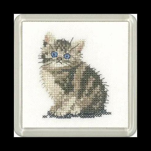 Little Friends Tabby Kitten Coaster Cross Stitch Kit