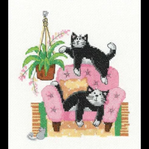 Playful Cats cross stitch kit by Karen Carter