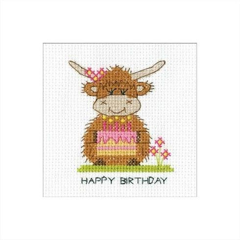 Highland Birthday Cake Greeting Card Cross Stitch Kit