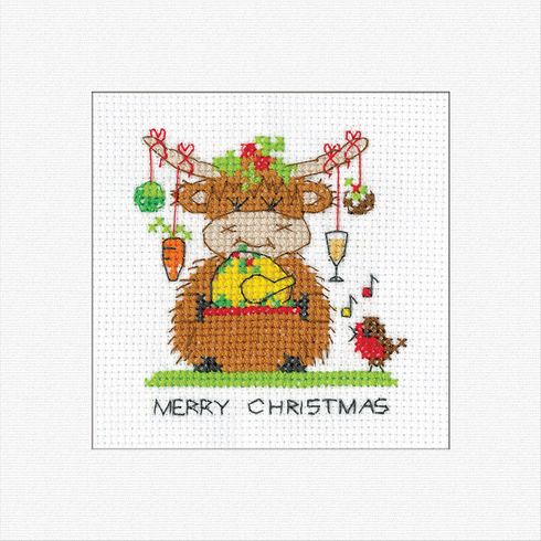 Highland Christmas Dinner Christmas Card Cross Stitch Kit