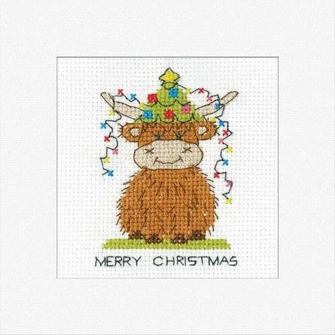 Highland Christmas Lights Christmas Card Cross Stitch Kit