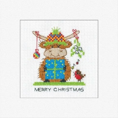 Highland Mistletoe Christmas Card Cross Stitch Kit