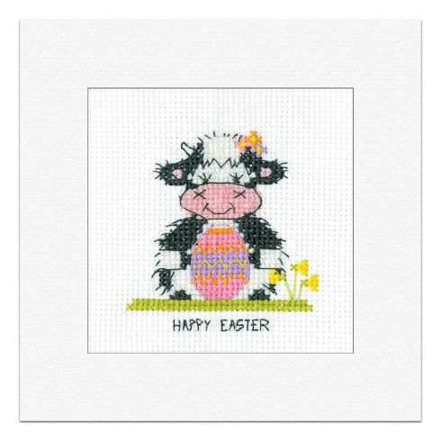 Milkshake the Cow Easter Card Cross Stitch Kit
