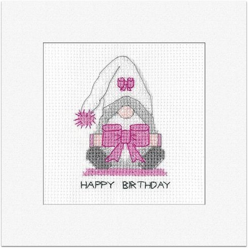Gonk Birthday Bow Greeting Card Cross Stitch Kit