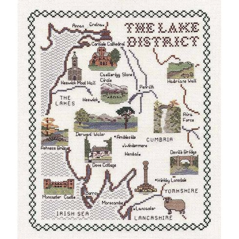 Map of the Lake District Cross Stitch Kit