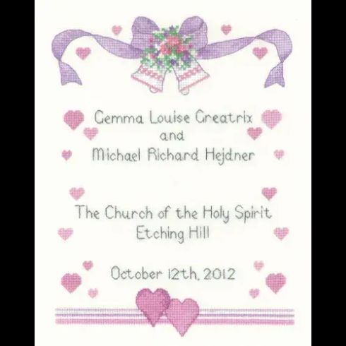 Wedding Sampler cross stitch kit by Sue Hill