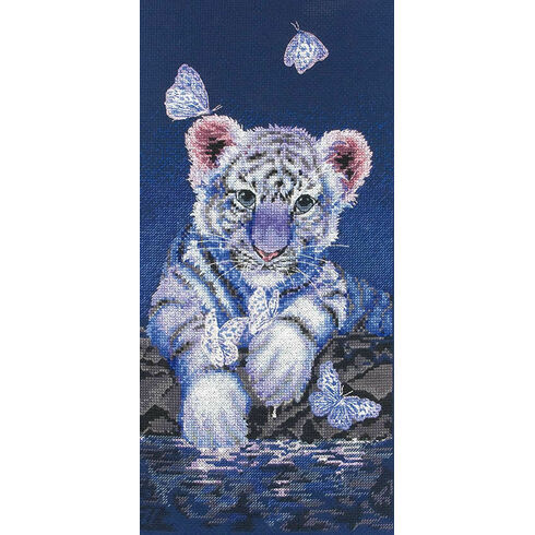 White Baby Tiger Cross Stitch Kit