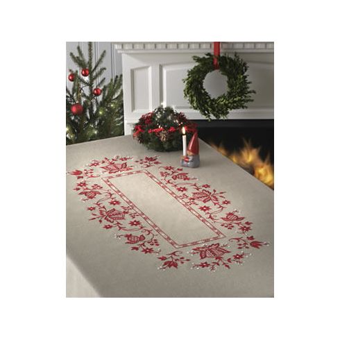 Floral Christmas Tablecloth Freestyle Embroidery Kit