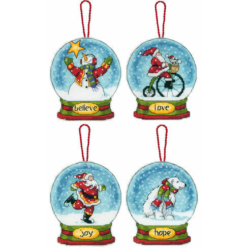 Snow Globe Cross Stitch Ornaments Kit (Set of 4)