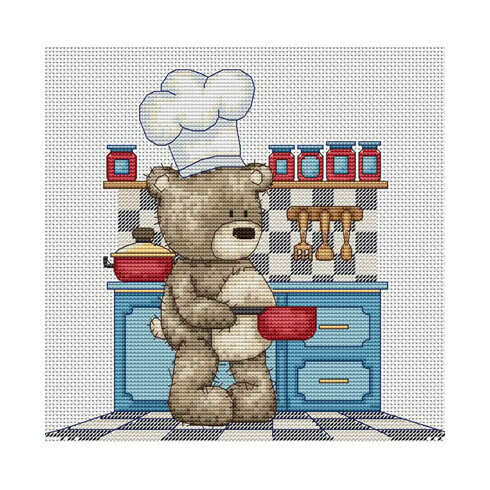 Bruno in The Kitchen Cross Stitch Kit