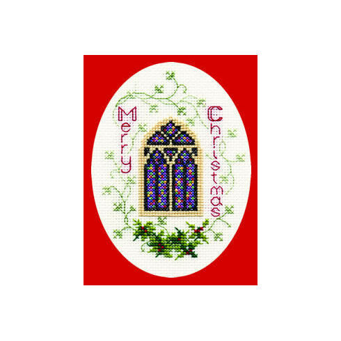 Stained Glass Window Christmas Cross Stitch Card Kit