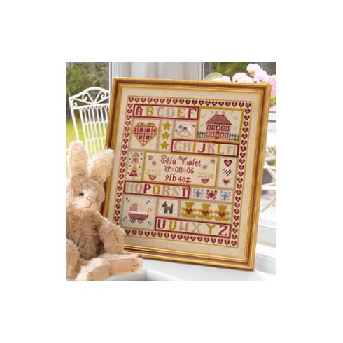 Sugar &amp; Spice Patchwork Cross Stitch Birth Sampler Kit